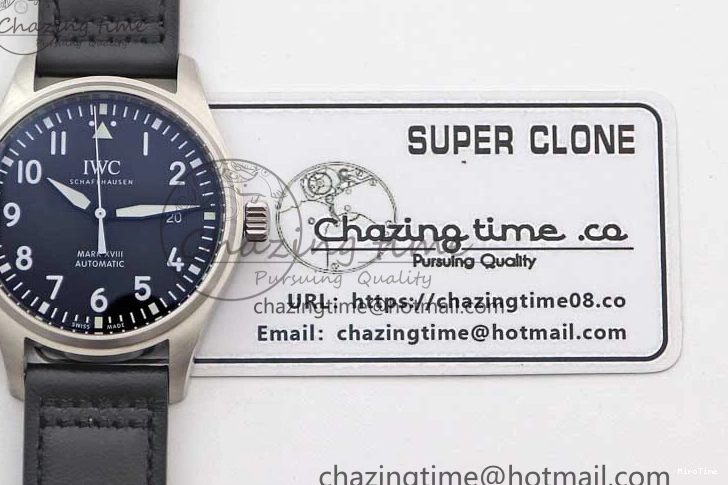 MIROTIME 0421 Vibrant Mark XVIII IW327001 SS M+F 1:1 Best Edition Black Dial on Black Leather Strap A 7055